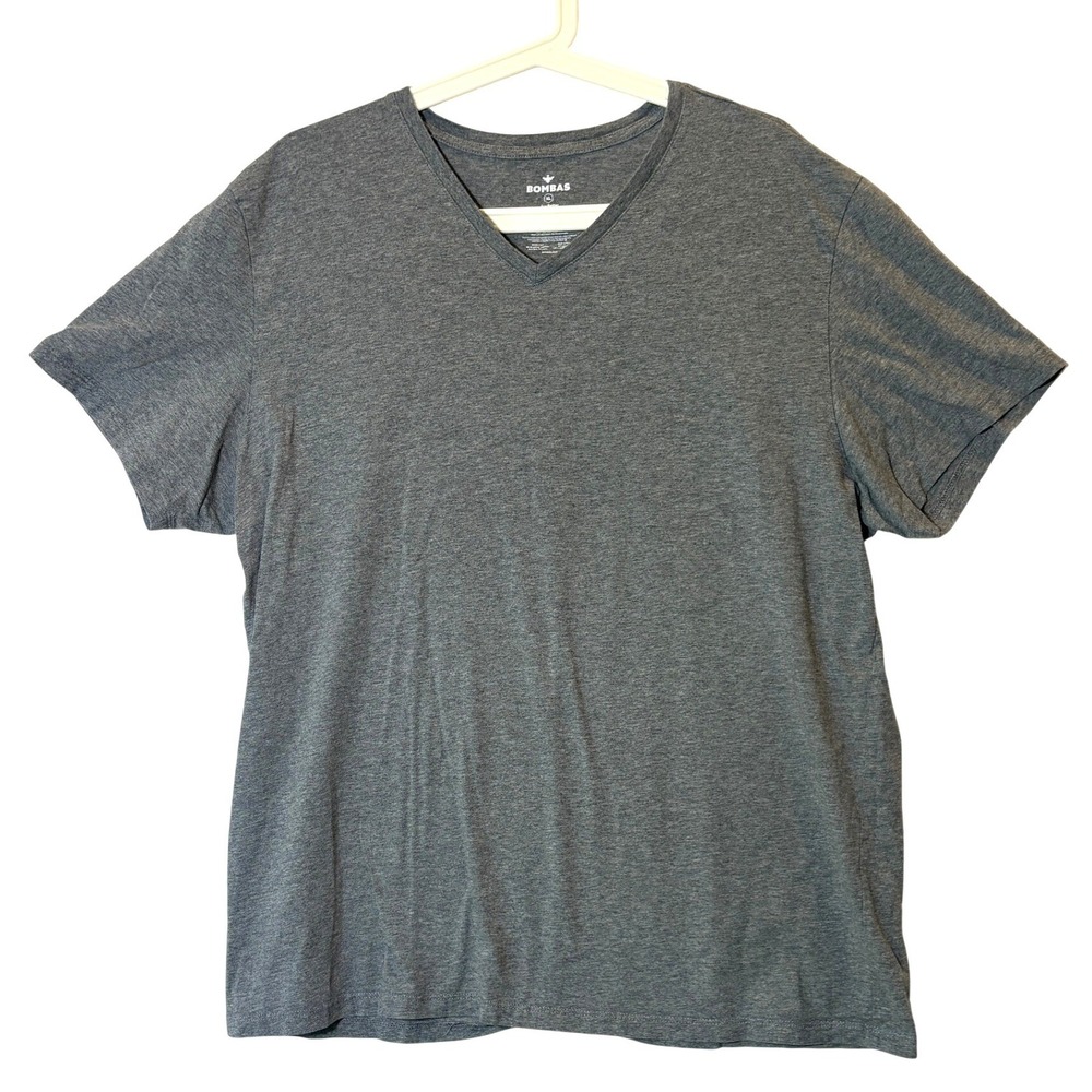 Bombas Mens XL V-Neck T-Shirt Gray 100% Pima Cotton Short Sleeve Bee Better Tee